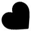 A solid black heart shape on a white background.