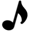 A black musical note symbol on a light gray background.